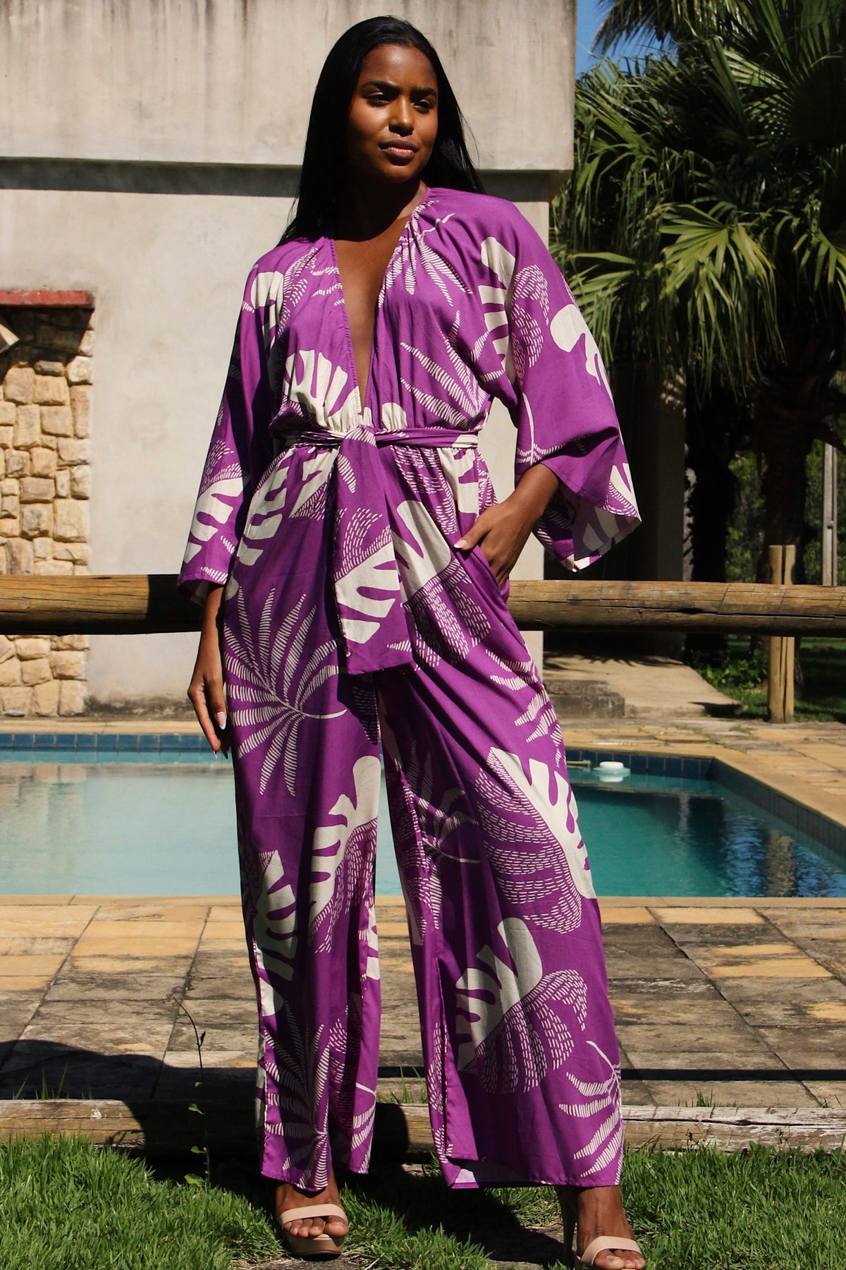 Kimono over hot sale jumpsuit